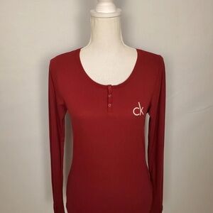 Calvin Klein Women's Burgundy Long Sleeve Tee sleepwear